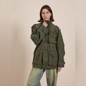 NWT Found M65 Utility Twill Pocket Jacket in dark washed olive size XS